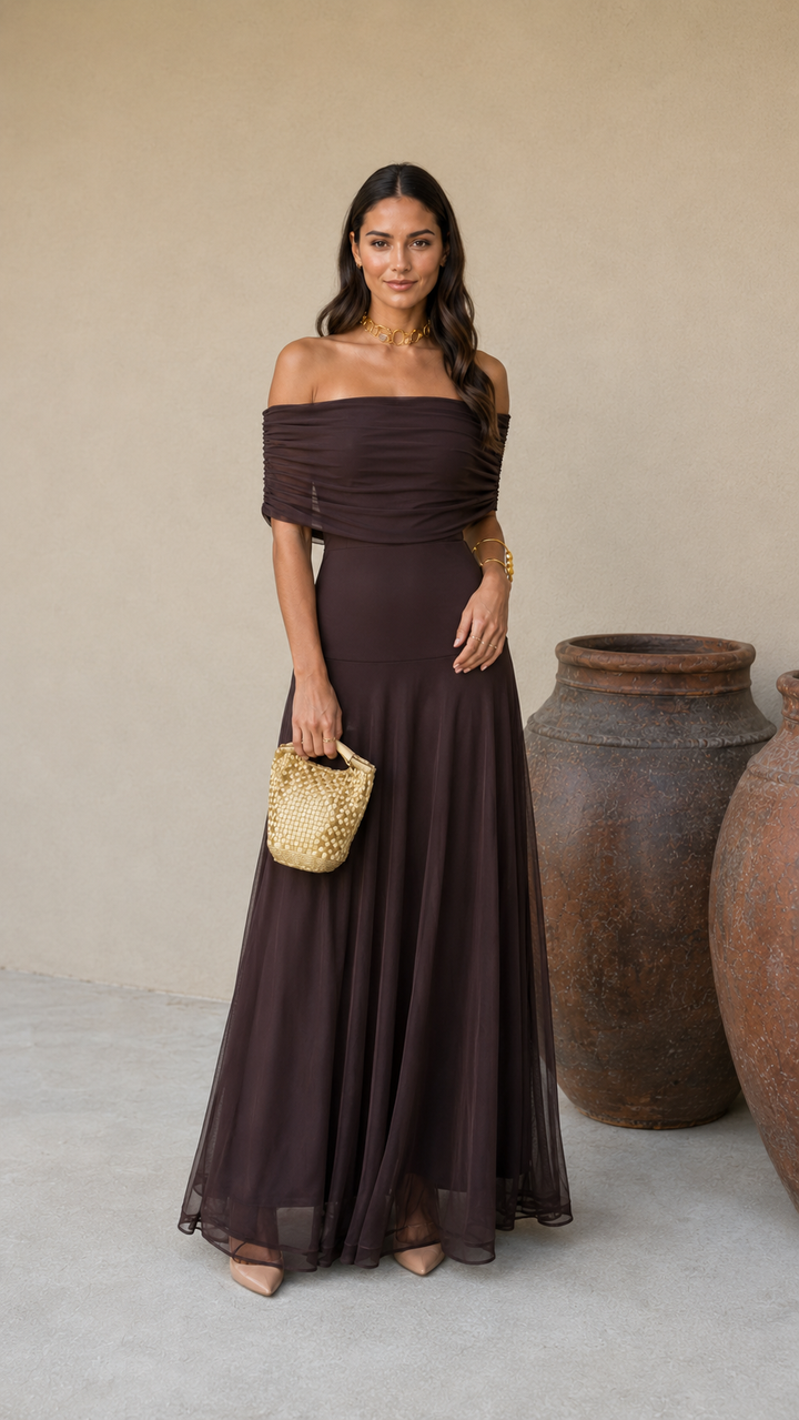 Monterra™ Elegante Abito da Sera Marrone