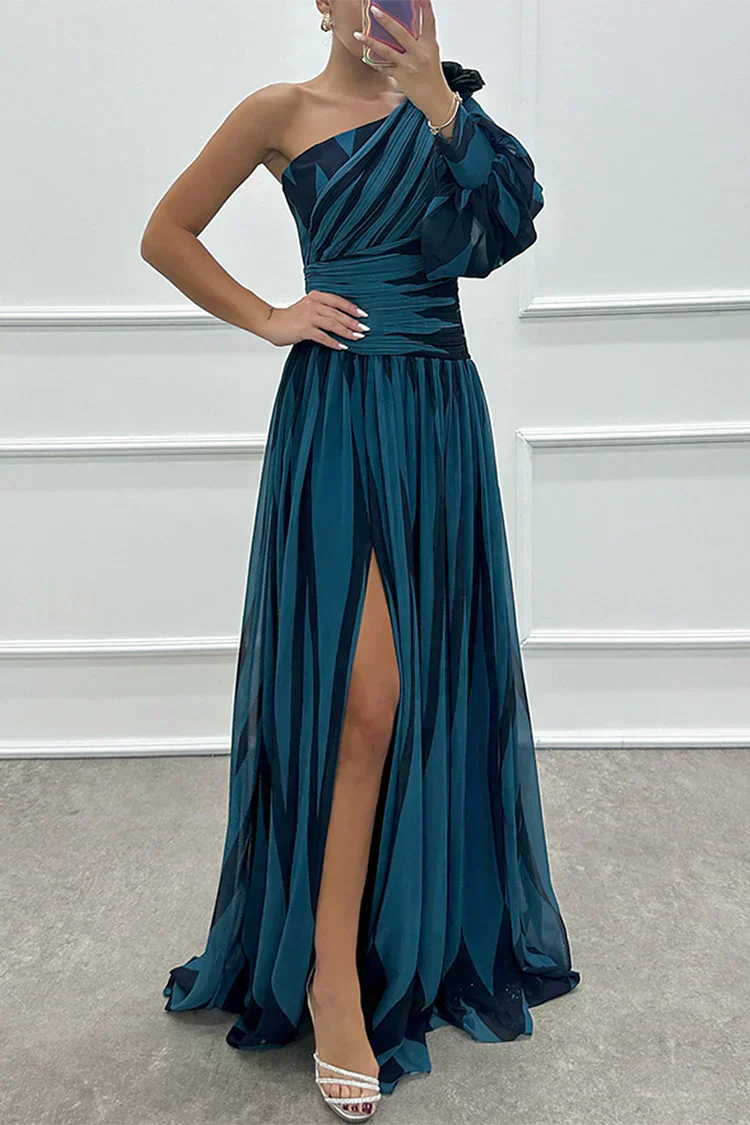 Hazel™ | Abito Maxi Elegante a Righe con Spalla Scoperta