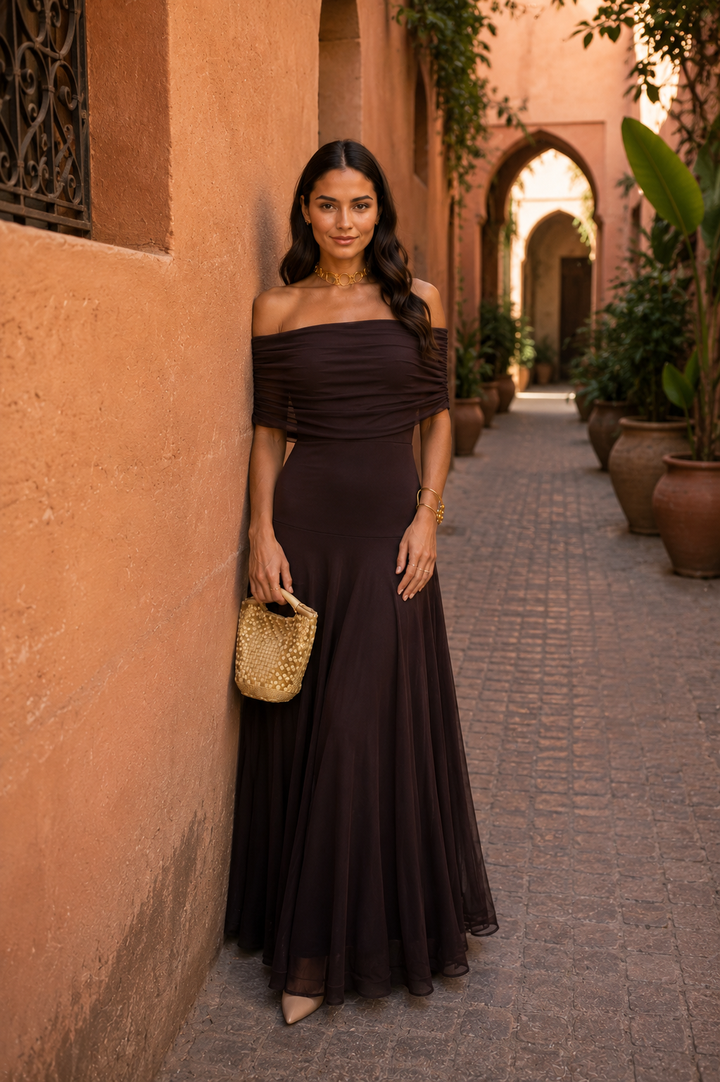 Monterra™ Elegante Abito da Sera Marrone