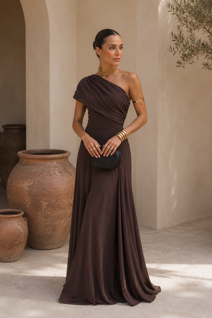Monterra™ Elegante Abito da Sera Marrone