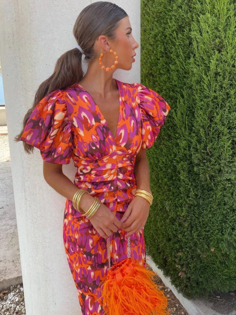 Amelia™ | Abito Midi Plissettato Vivid