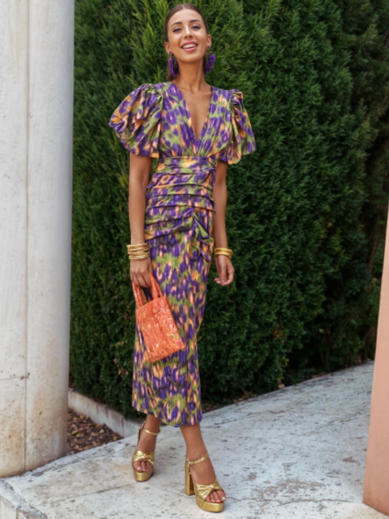 Amelia™ | Abito Midi Plissettato Vivid