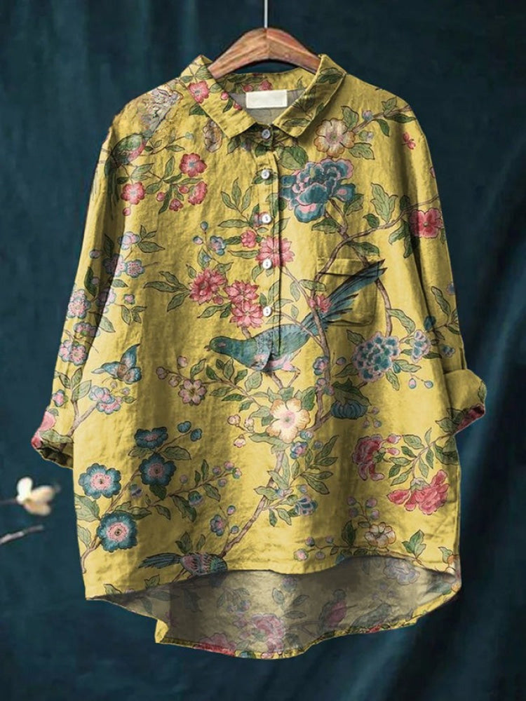 Lina | Camicia Ricamata Floreale Vivace