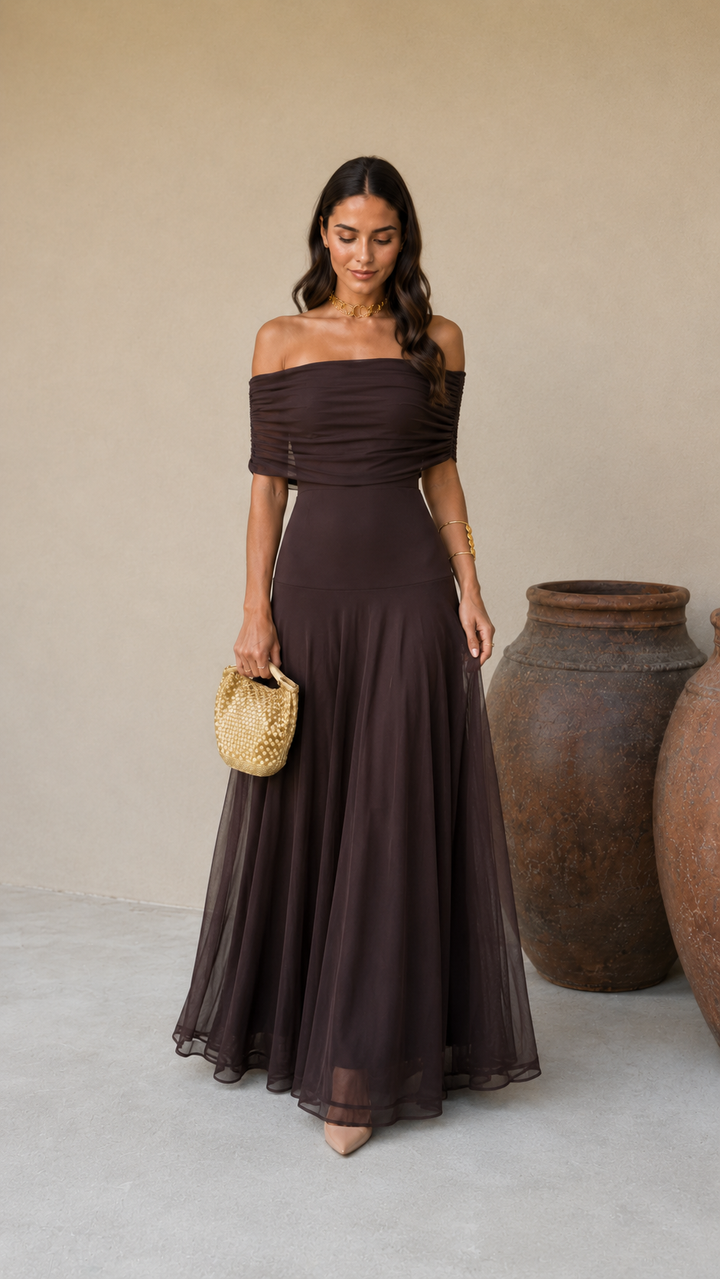 Monterra™ Elegante Abito da Sera Marrone