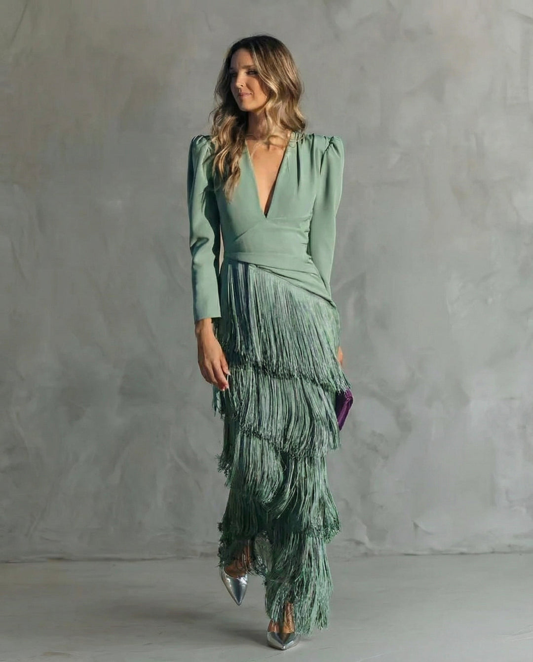 Chiara – Vestito Elegante con Maniche a Frange
