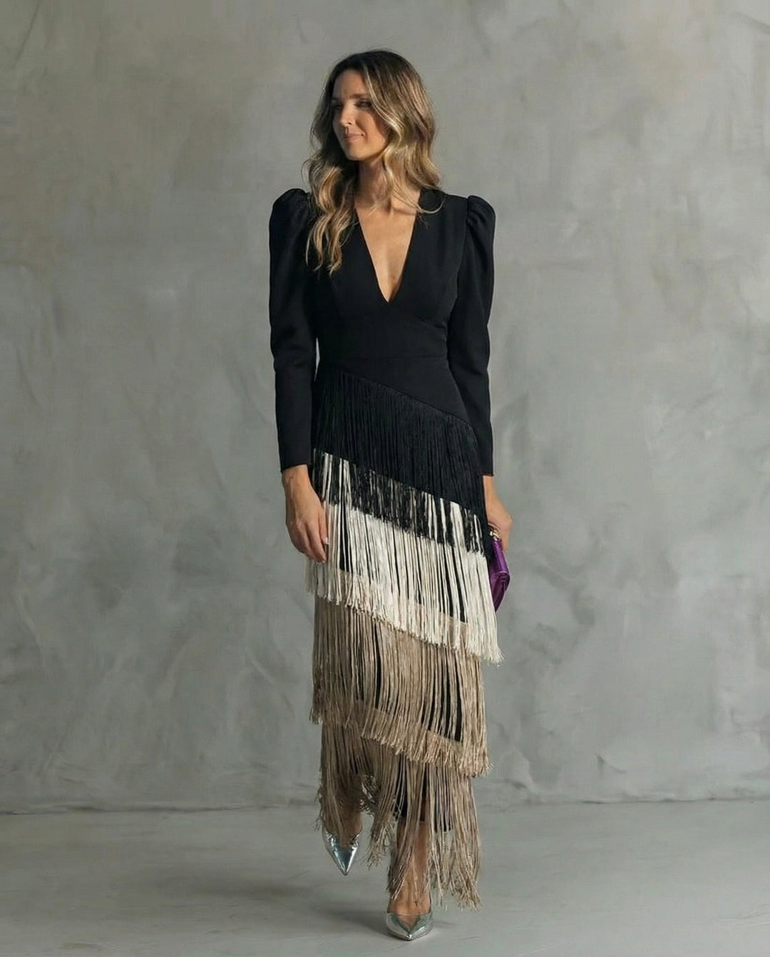 Chiara – Vestito Elegante con Maniche a Frange
