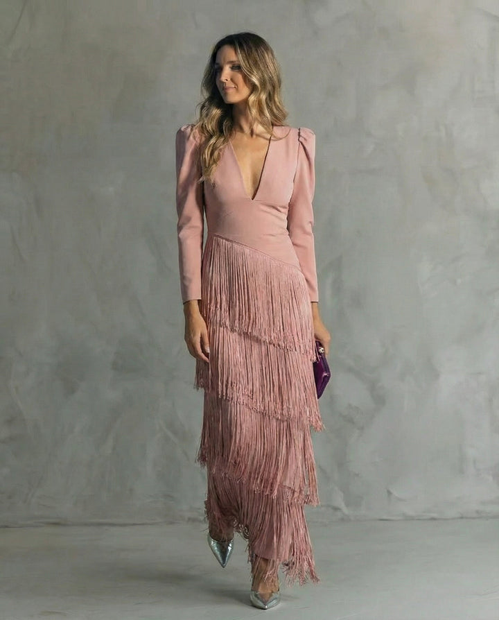Chiara – Vestito Elegante con Maniche a Frange