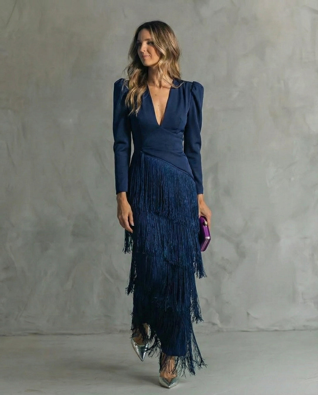 Chiara – Vestito Elegante con Maniche a Frange