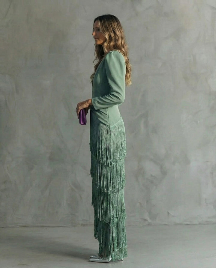 Chiara – Vestito Elegante con Maniche a Frange