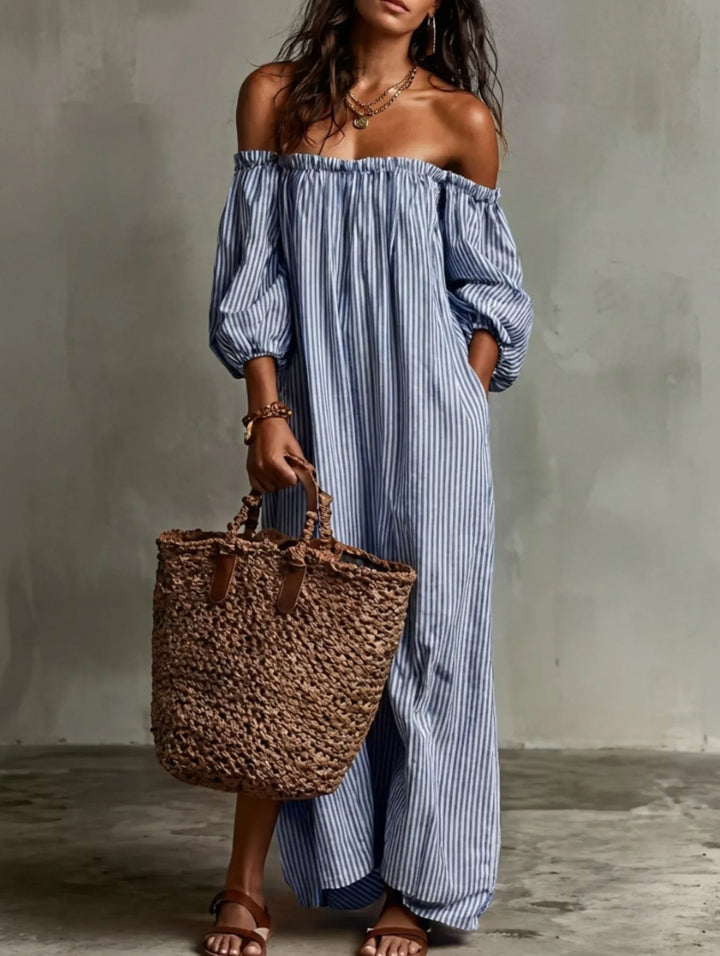 Elena | Abito lungo fluente con design off-the-shoulder