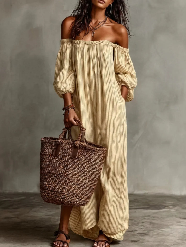 Elena | Abito lungo fluente con design off-the-shoulder